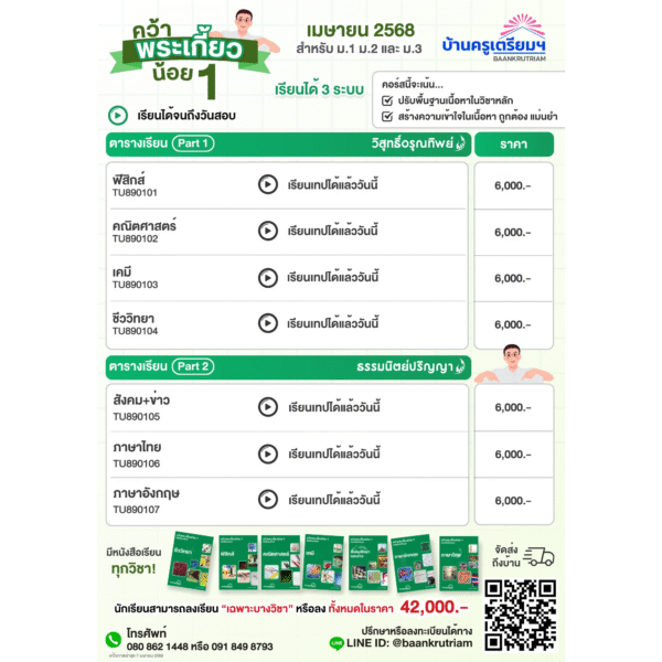 B6801 คว้าพระเกี้ยวน้อย 1 (TU89) สำหรับ ม.1-ม.3 | บ้านครูเตรียม