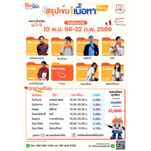 A6806 สรุปเข้ม เนื้อหาสอบเข้า ม.4 TU MWIT KVIS Part2 [online | VDO]