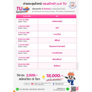 A6809 ตะลุยโจทย์ TU สอบเข้า ม.4 เตรียมอุดม [TU89]