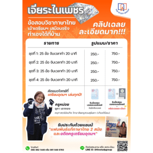 A68P03 เจียระไนเพชร ชุดข้อสอบ ภาษาไทย สอบเข้า ม.4 เตรียมฯ